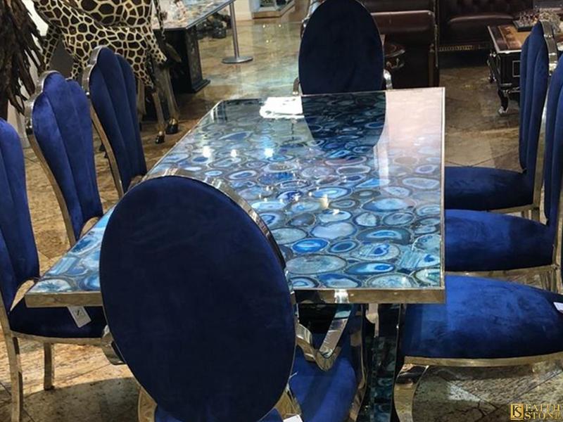 table en agate onyx marbre bleu