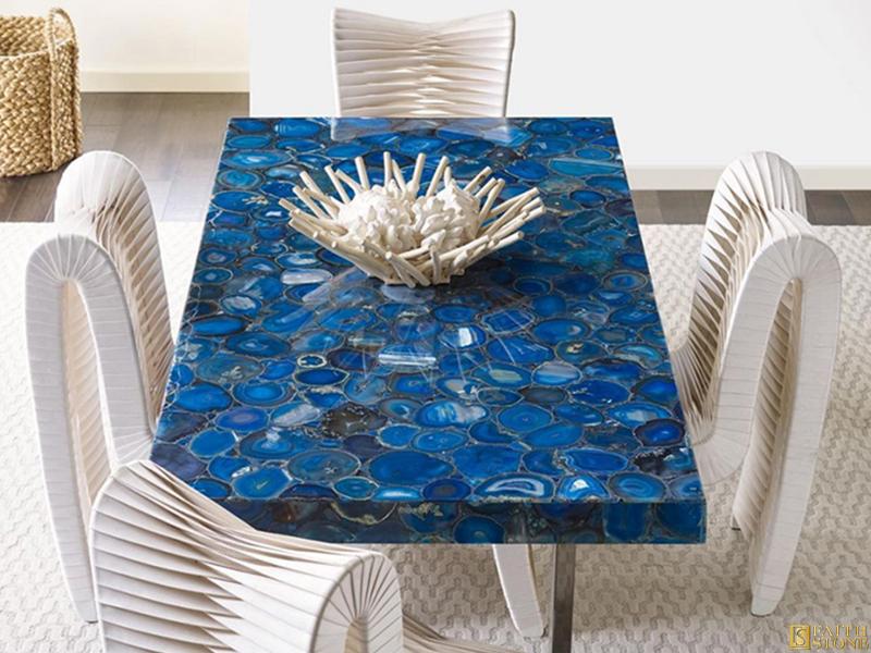 table en agate onyx marbre bleu