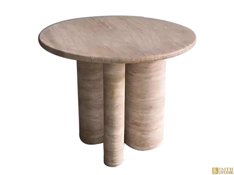 Table circulaire en marbre travertin
