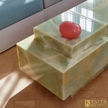 Green onyx side table